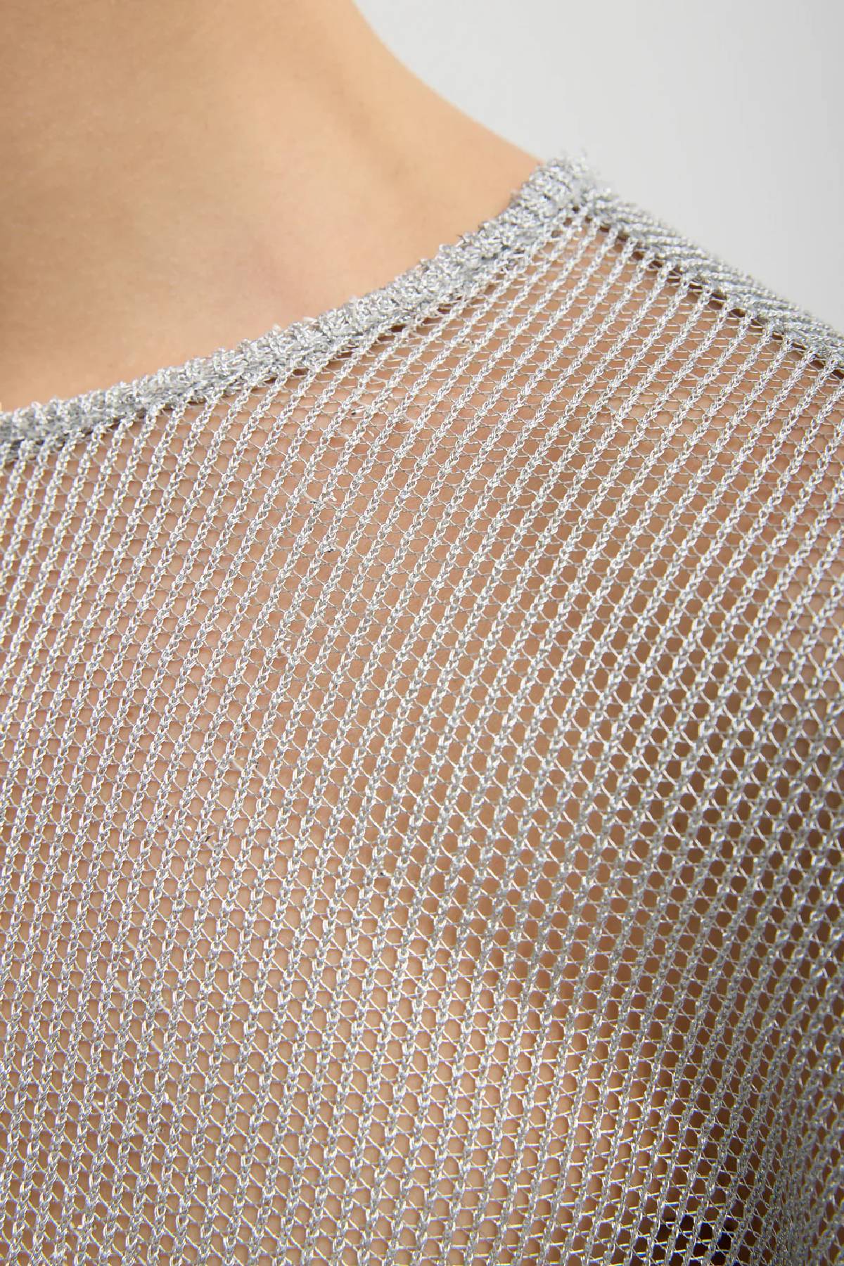 Tibi Viscose Metallic Mesh Easy T-Shirt
