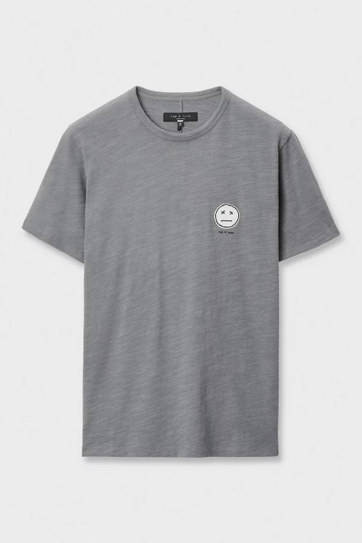 Rag & Bone Men's Sour Face Embroidered Tee - Shade Grey