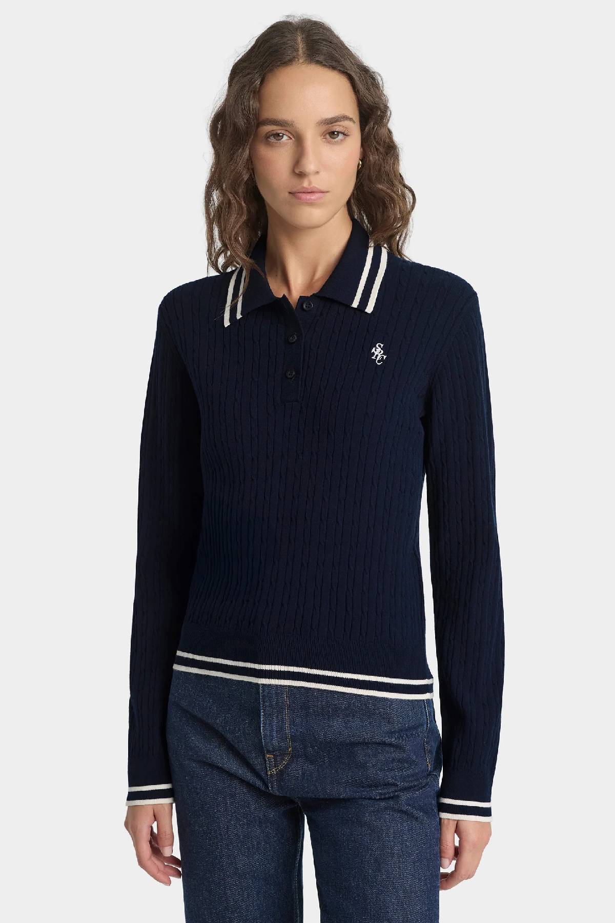 Sporty & Rich SRC Cableknit Polo