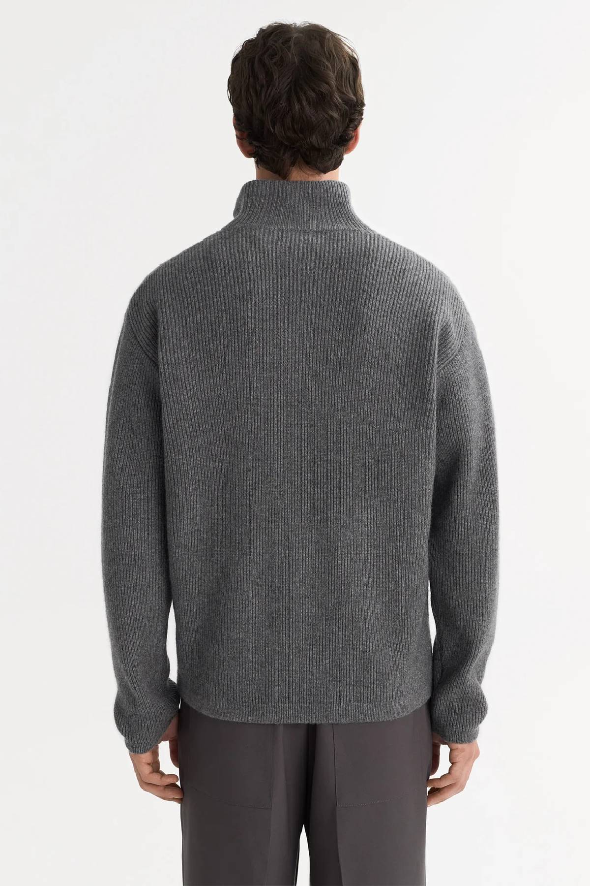 Pull Soft Goat pour homme, grosse maille, fermeture éclair intégrale