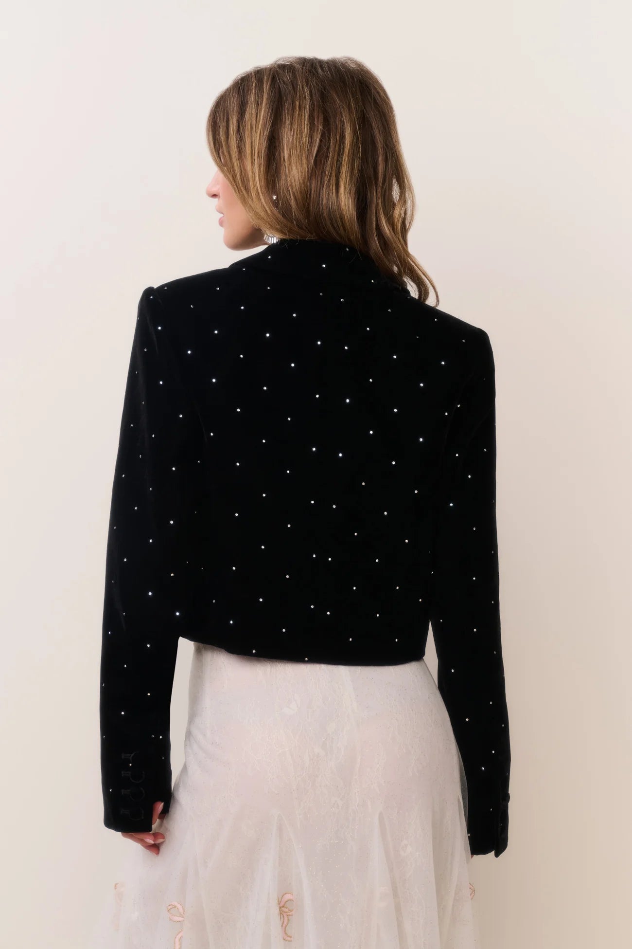 LoveShackFancy Orlisa Cropped Velvet Blazer