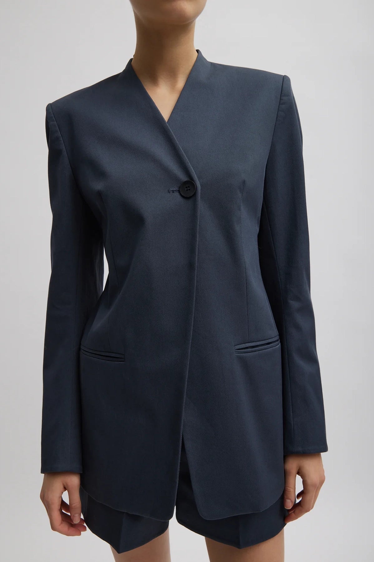 Tibi Oliver Cotton Stretch Tricotine Sculpted Blazer