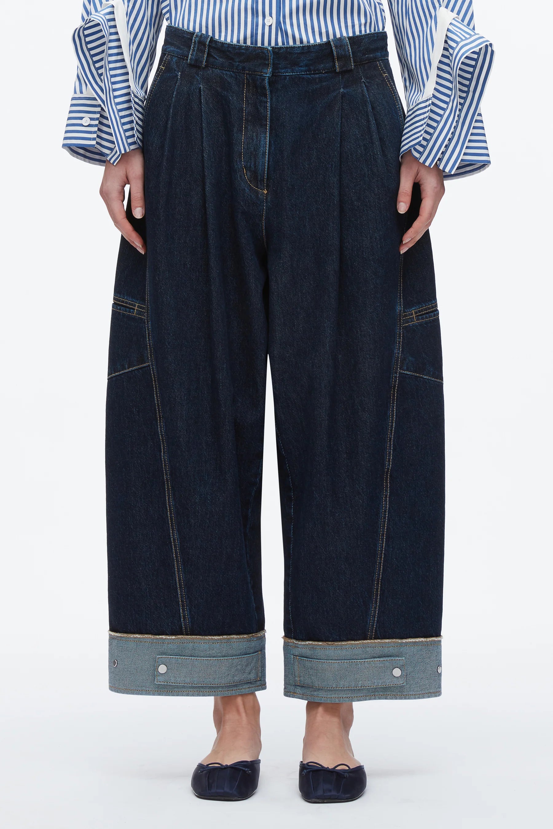 3.1 Phillip Lim Curved Wide Leg Cropped Jean