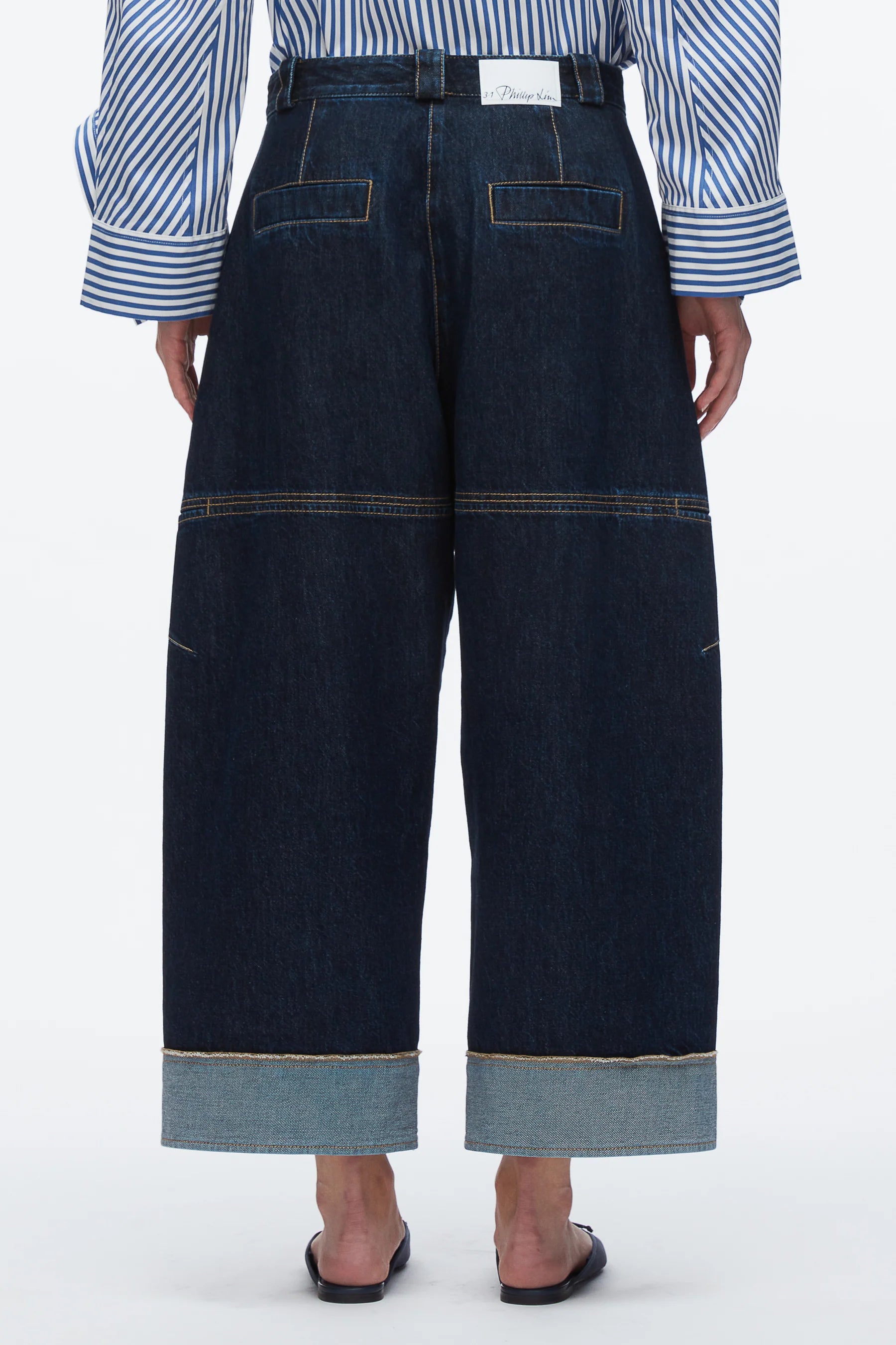 3.1 Phillip Lim Curved Wide Leg Cropped Jean