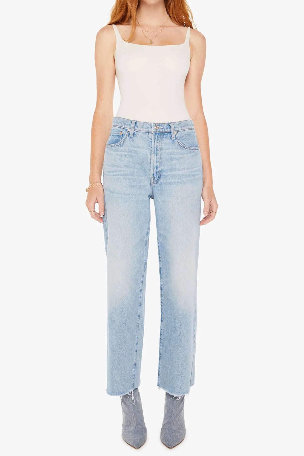 Mother The Rambler Zip Ankle Fray Jeans