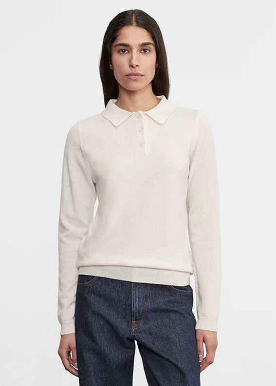 Enza Costa Knit Cashmere Polo Sweater