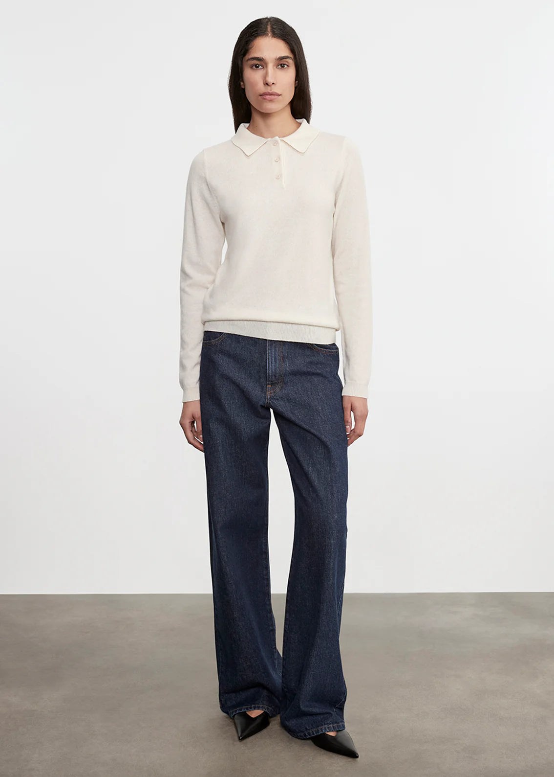 Enza Costa Knit Cashmere Polo Sweater