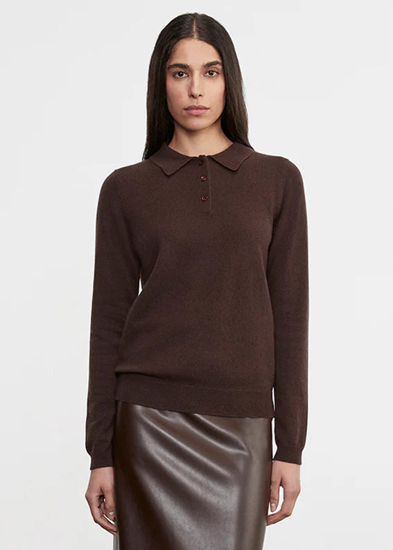 Enza Costa Knit Cashmere Polo Sweater