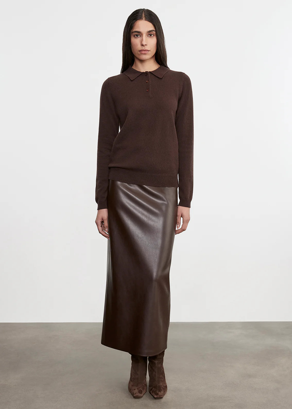 Enza Costa Knit Cashmere Polo Sweater