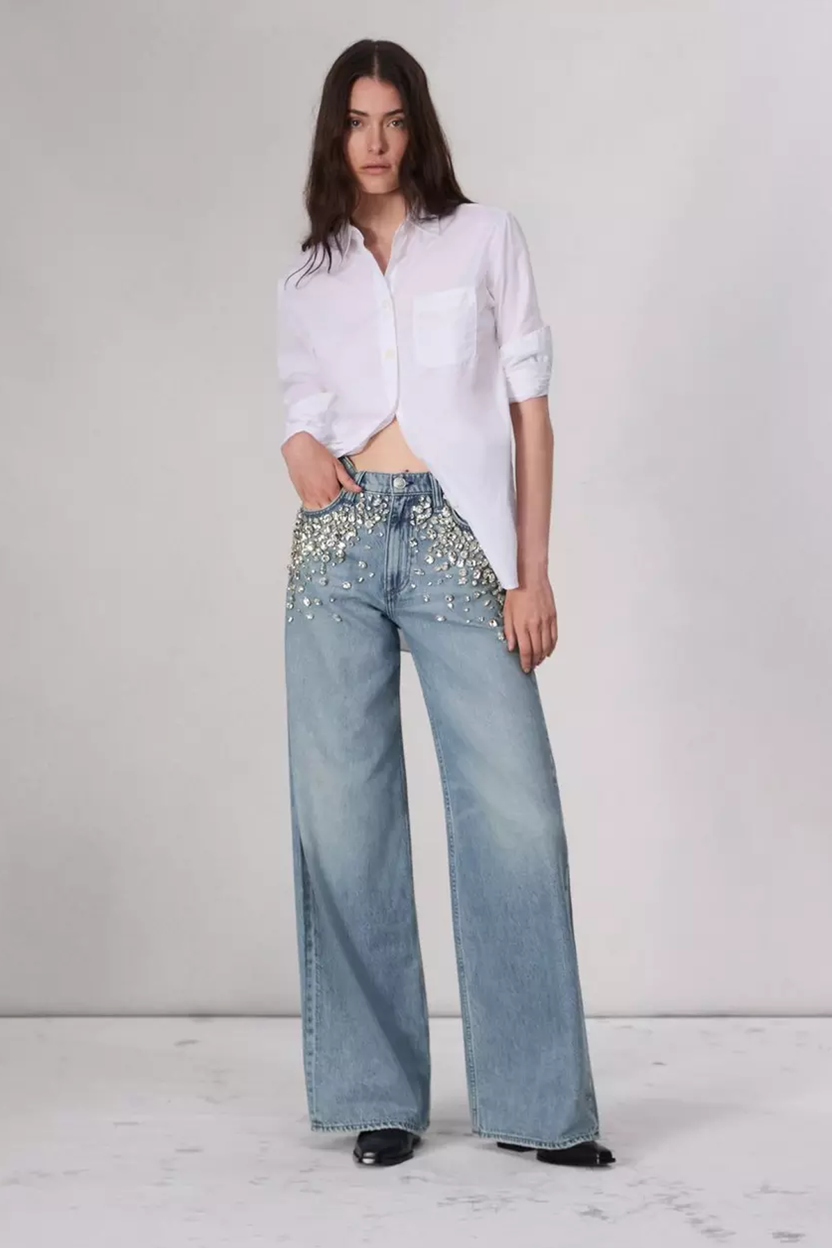 Rag & Bone Featherweight Sofie High-Rise Full Length Wide Jean