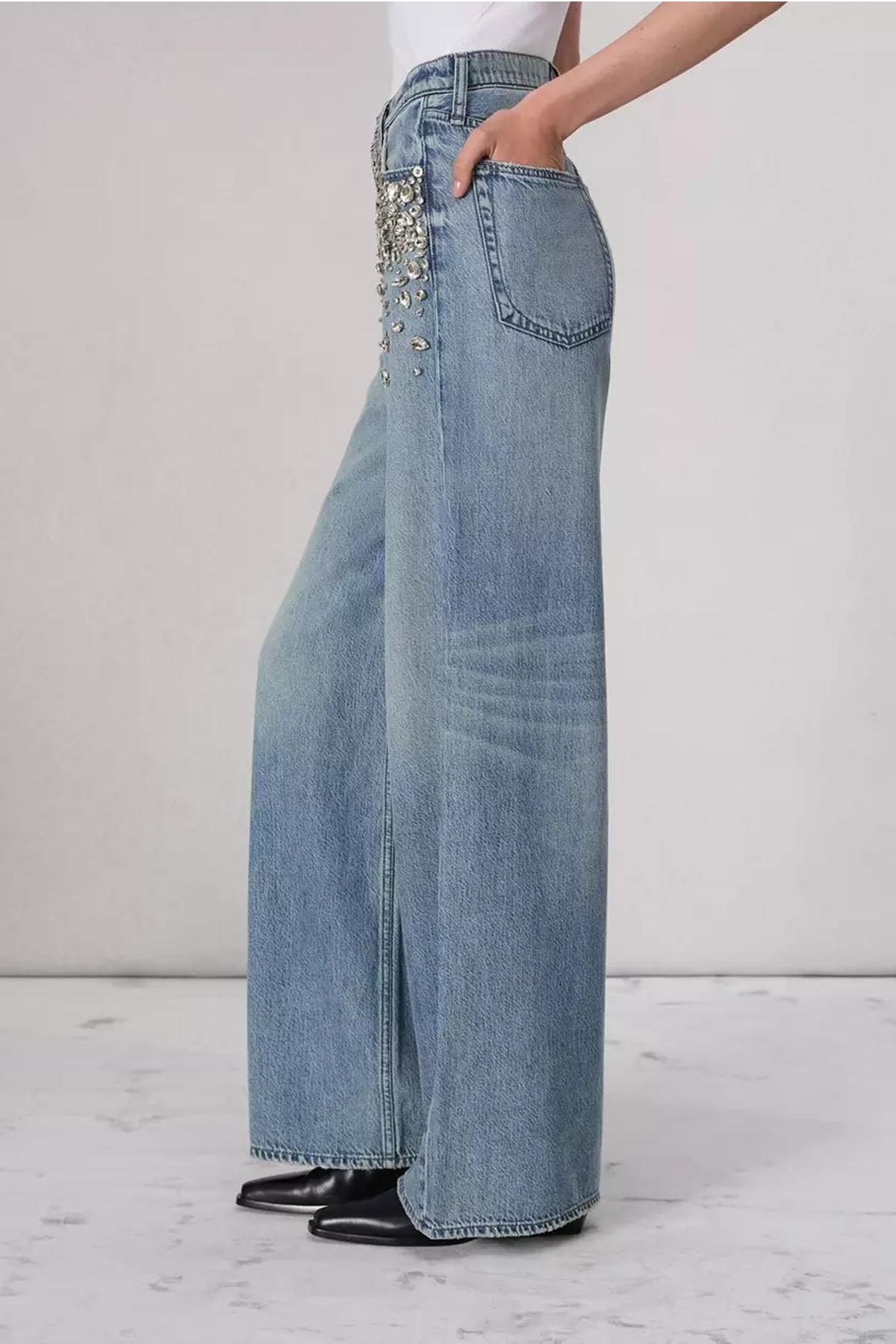 Rag & Bone Featherweight Sofie High-Rise Full Length Wide Jean