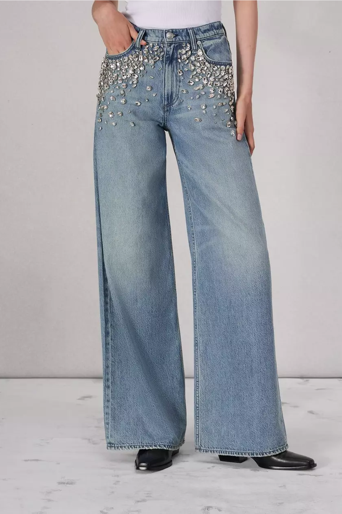 Rag & Bone Featherweight Sofie High-Rise Full Length Wide Jean