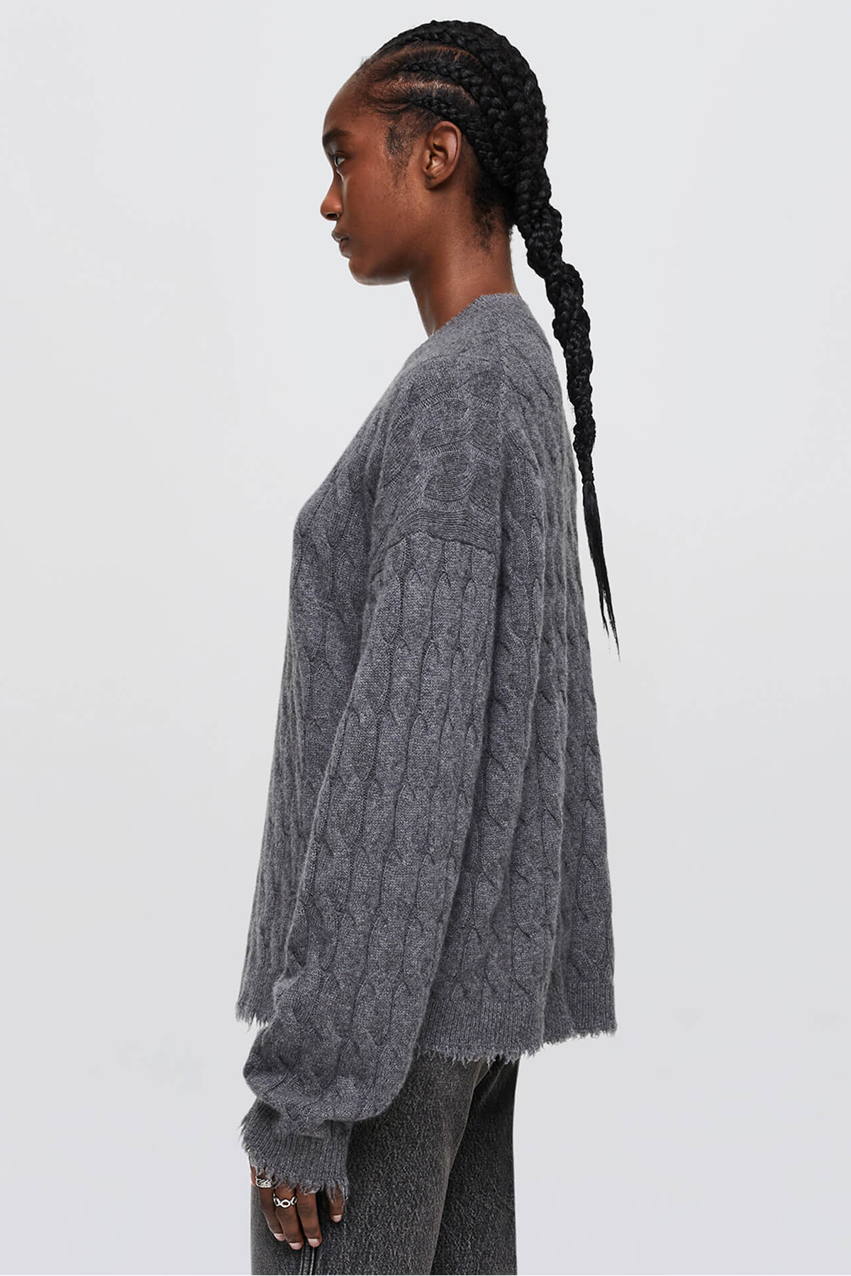 Re/Done Cashmere Cable V-Neck Pullover