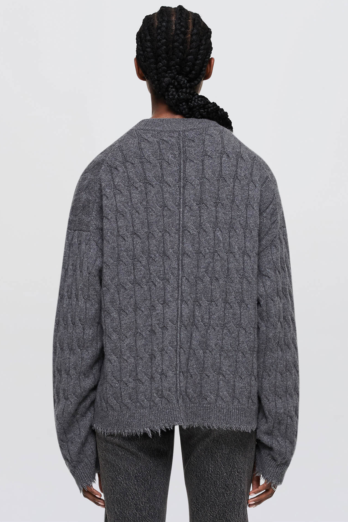 Re/Done Cashmere Cable V-Neck Pullover