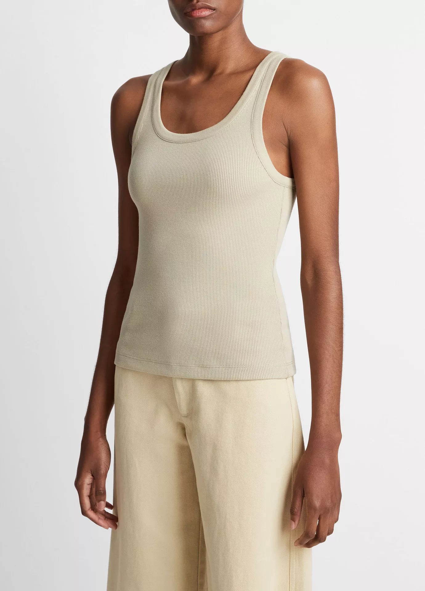 Vince Ribbed Scoop-Neck Tank