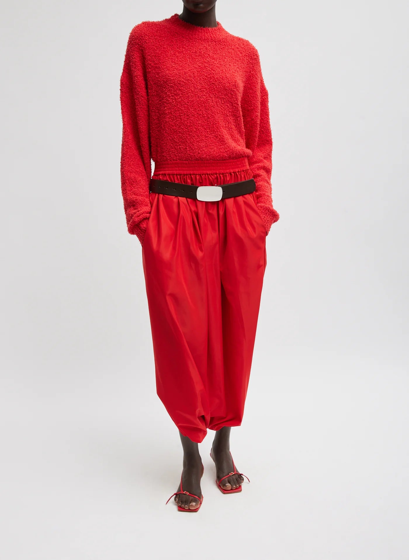 Suéter sencillo con cuello redondo y servilleta Tibi