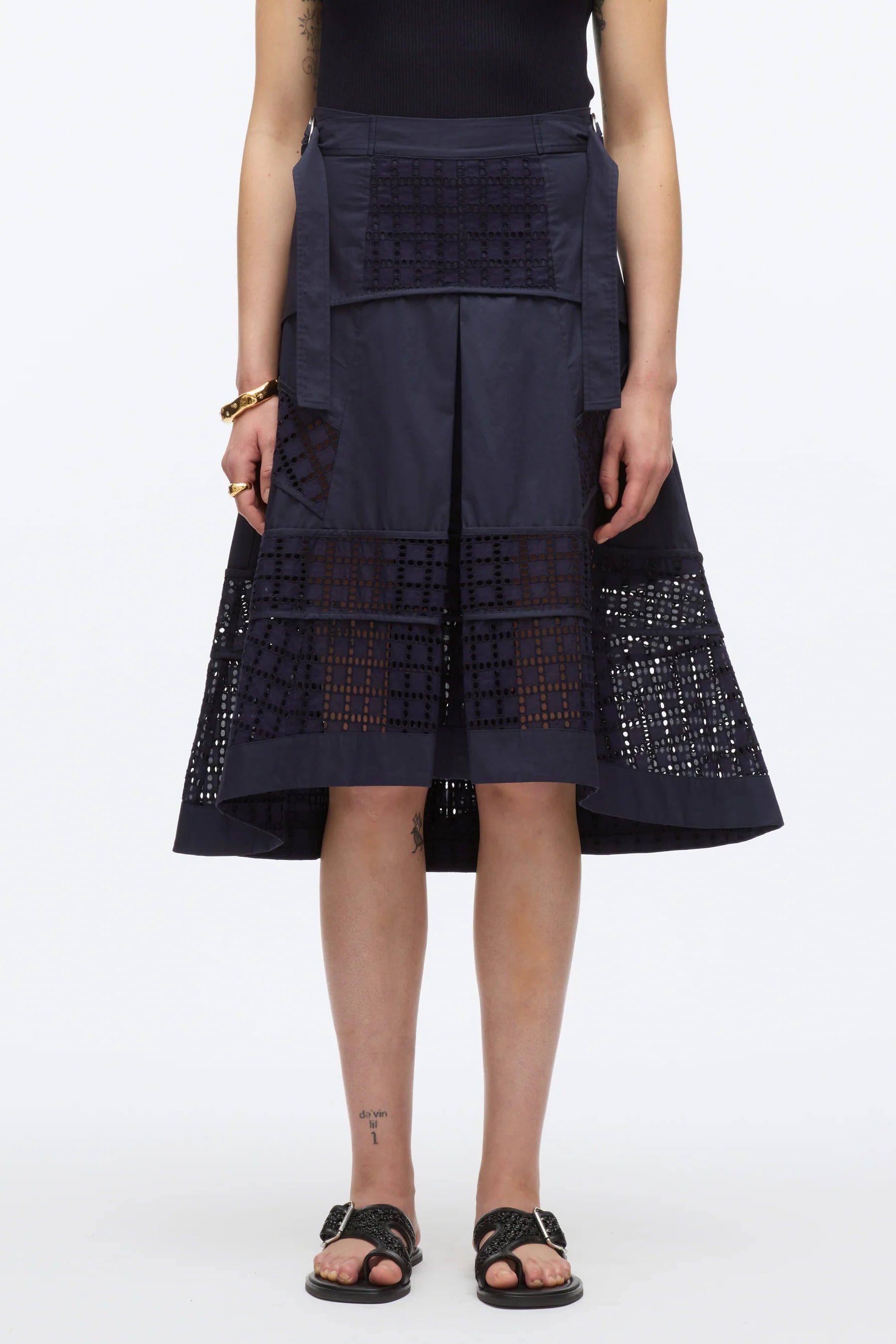 3.1 Phillip Lim Broiderie Anglaise Grid Skirt