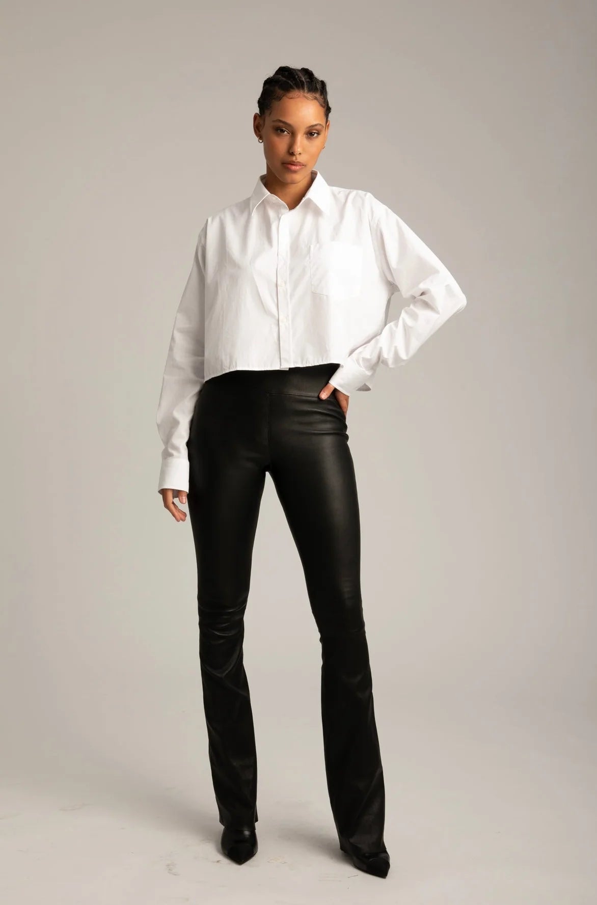 SPRWMN Leather Micro Flare Pants