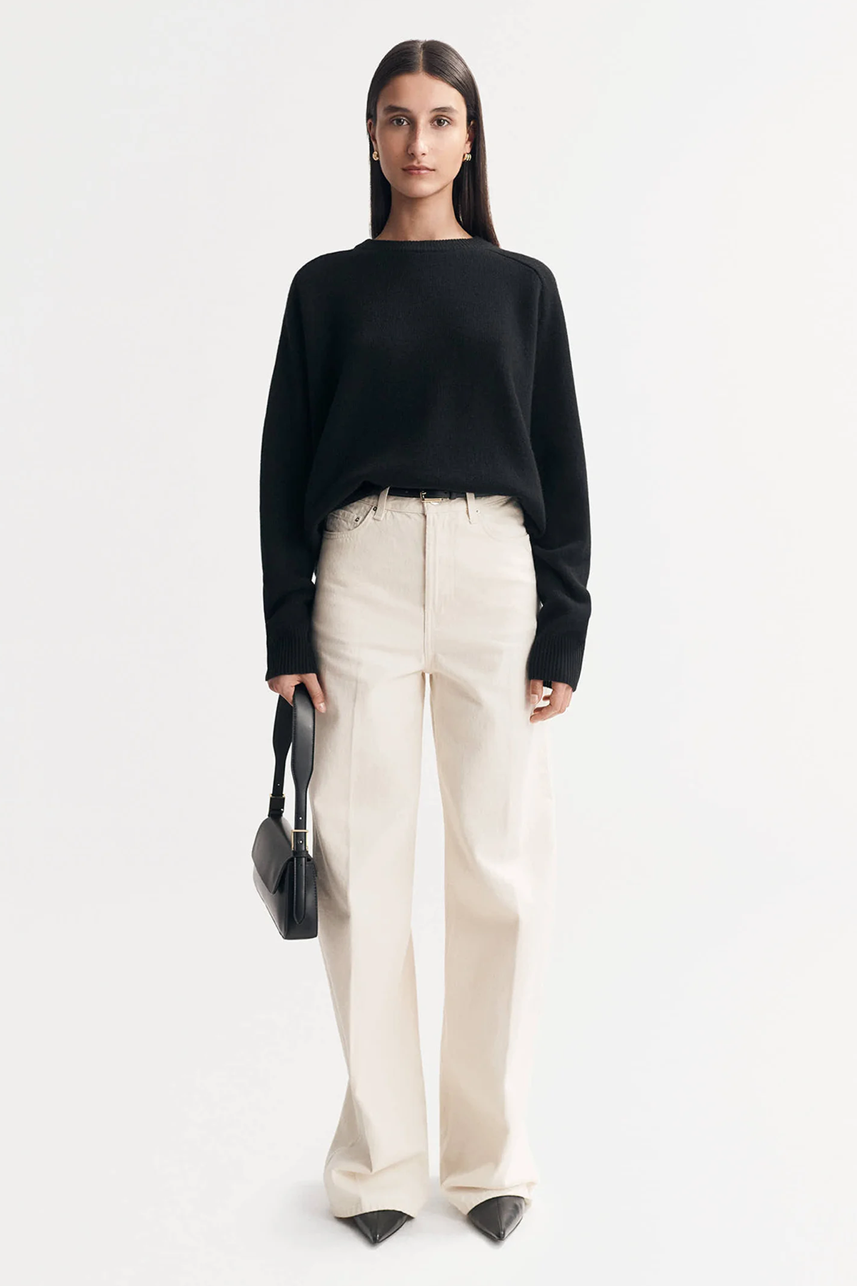 Cuello redondo Boyfriend de cabra suave