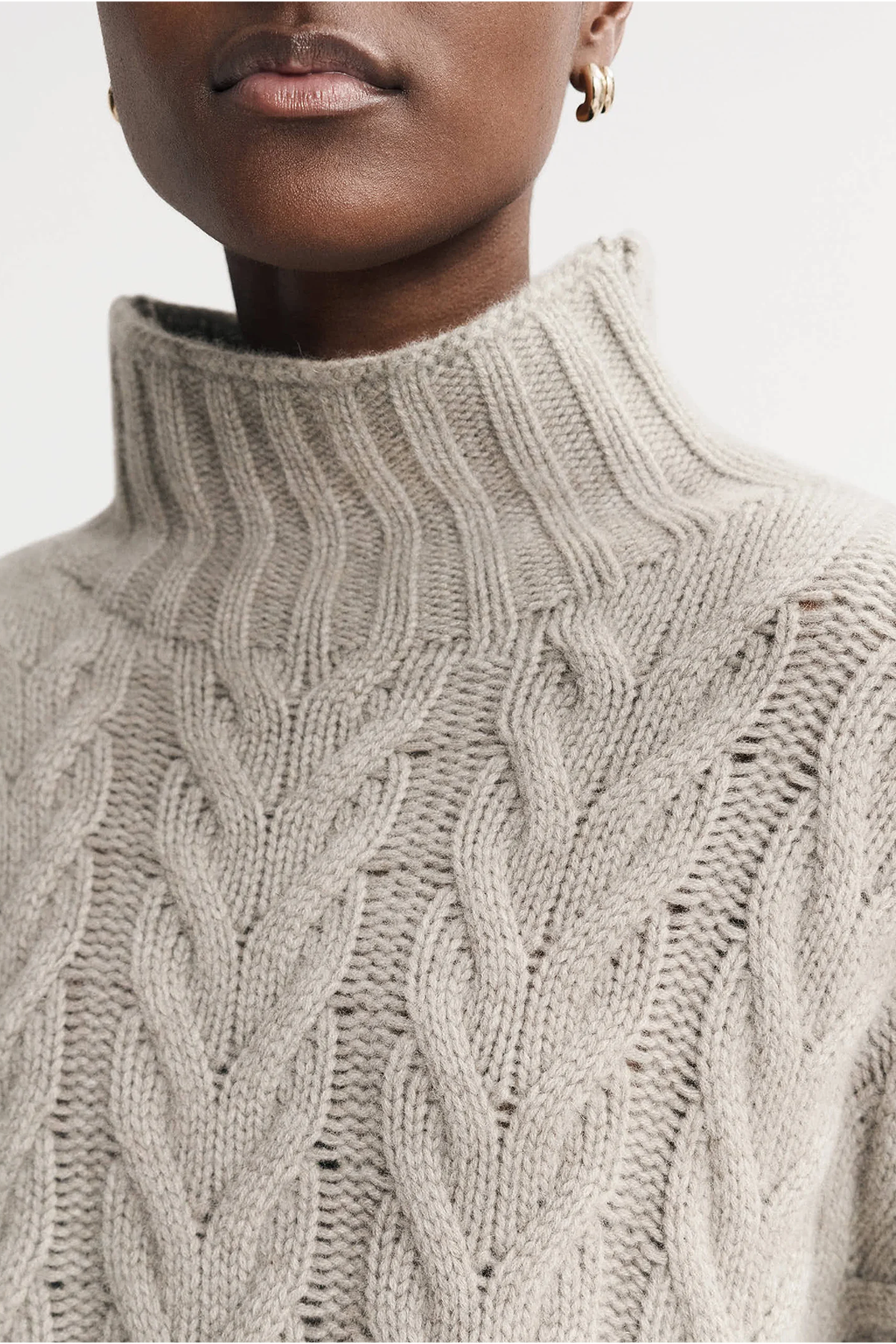 Soft Goat Cable Knit Turtleneck