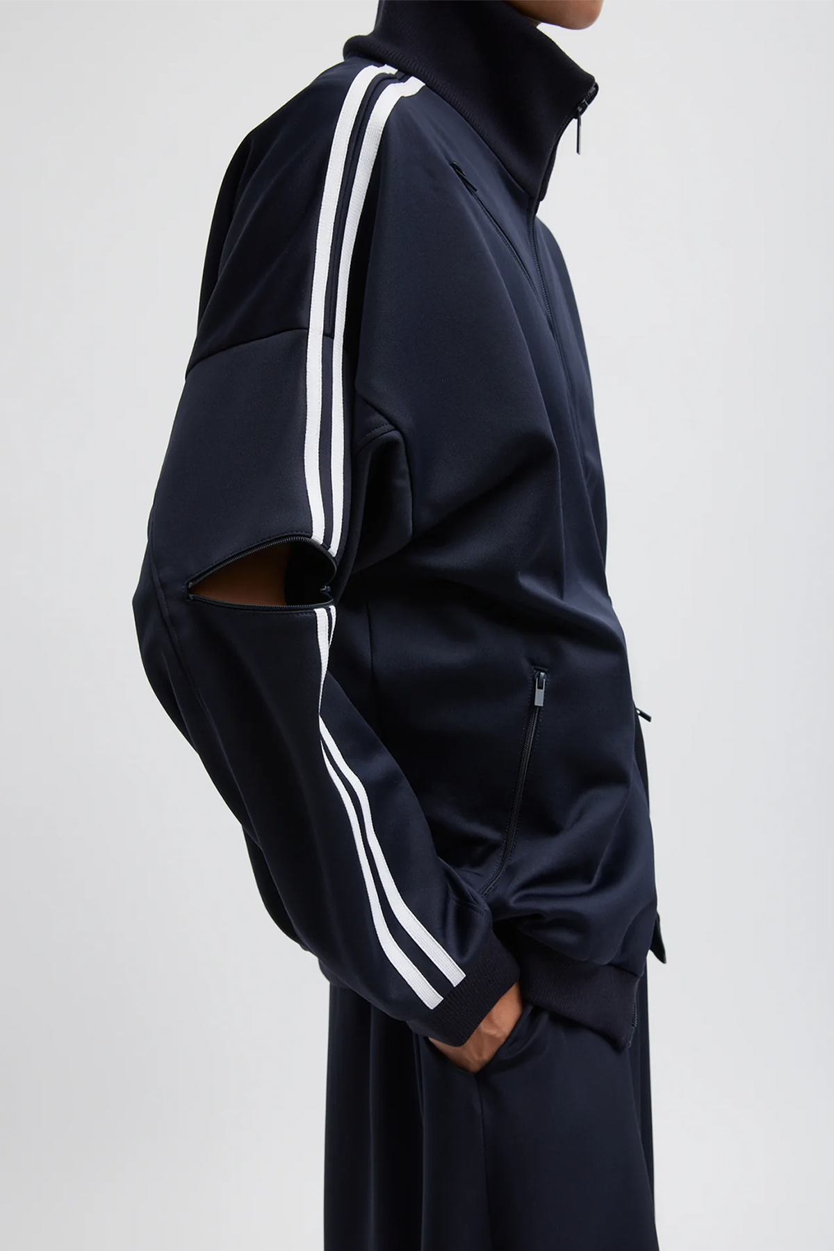 Tibi Active Knit Zipper Detailed Track Jacket