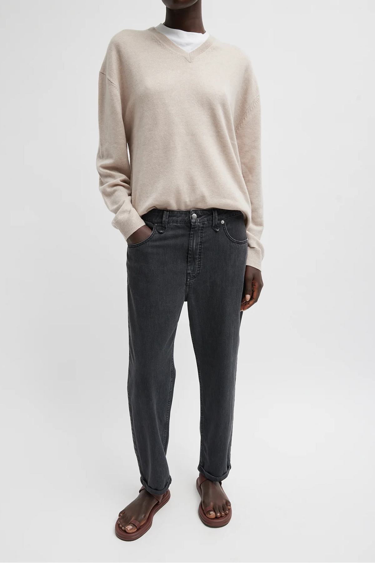 Tibi Nylon Mou Denim Clift Jeans