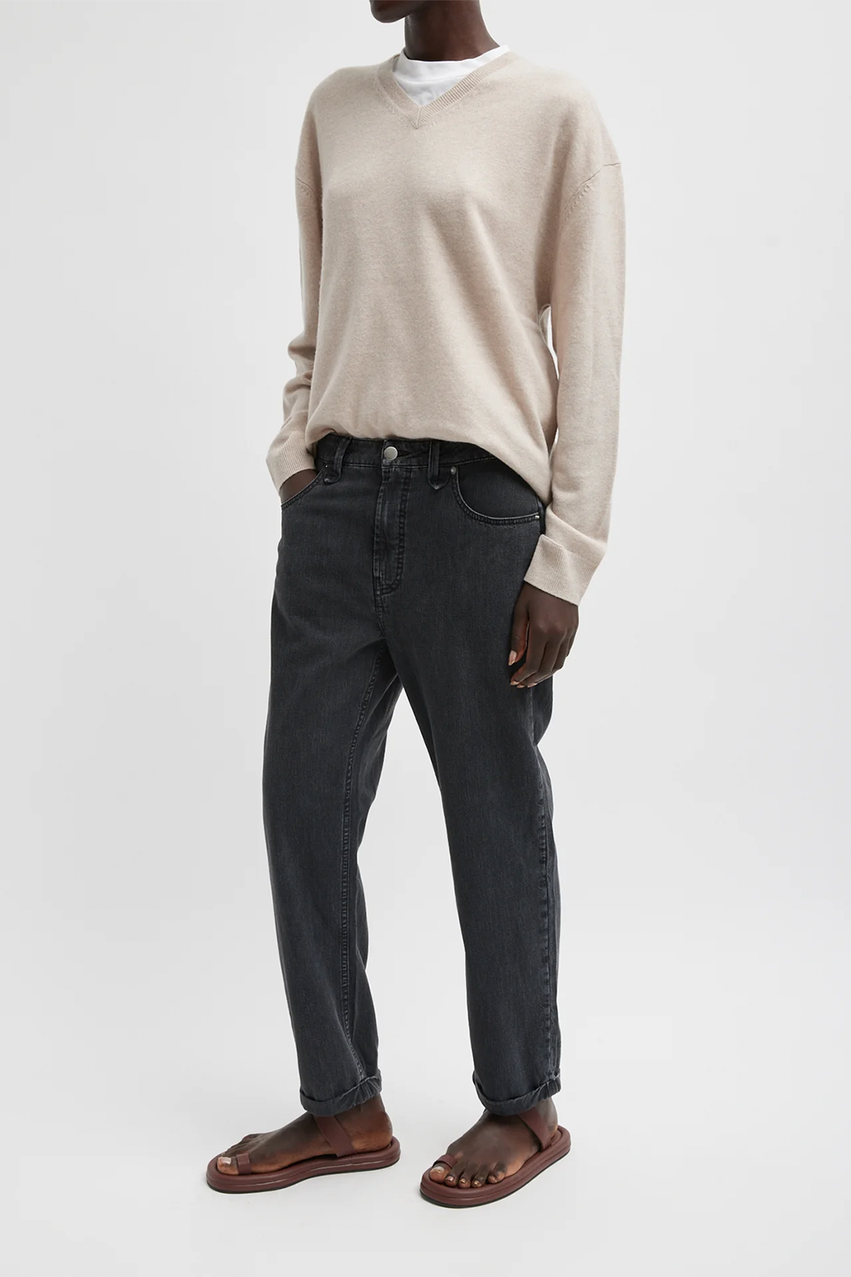 Tibi Nylon Mou Denim Clift Jeans