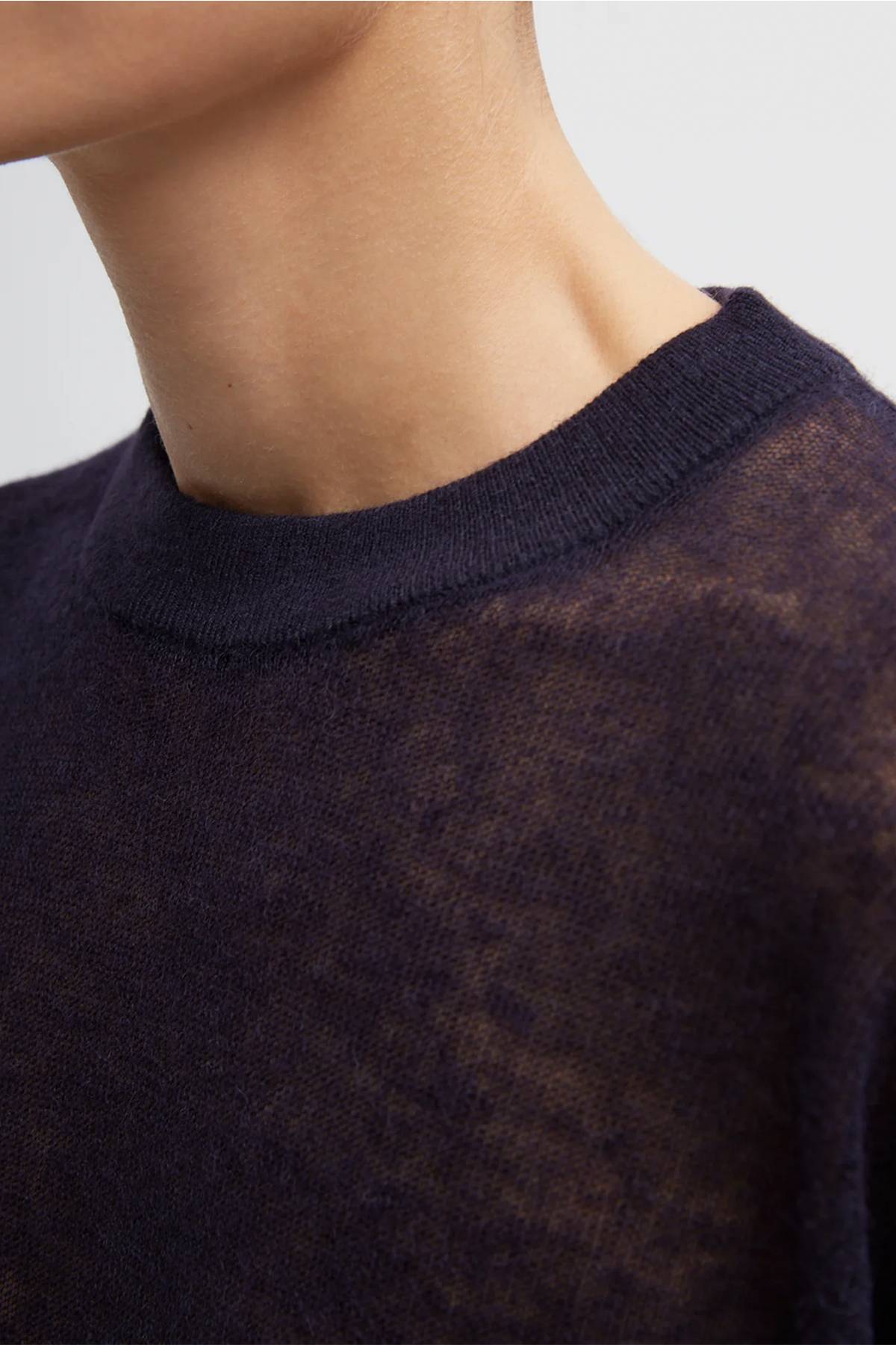 Tibi Sheer Sweater Crewneck Easy Pullover