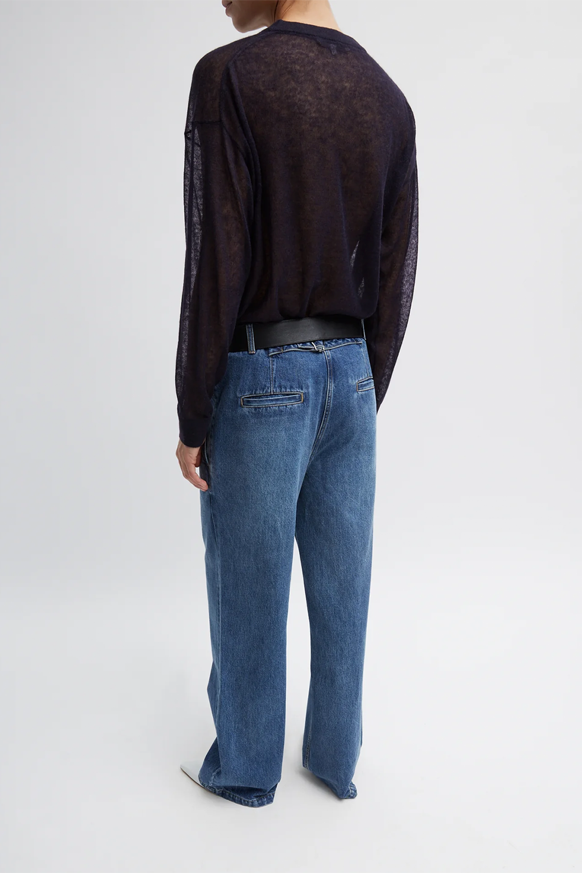 Tibi Sheer Sweater Crewneck Easy Pullover