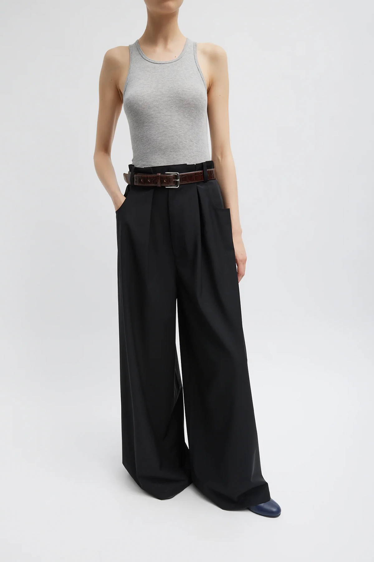 Tibi Tropical Wool Walker Wide Leg Pant