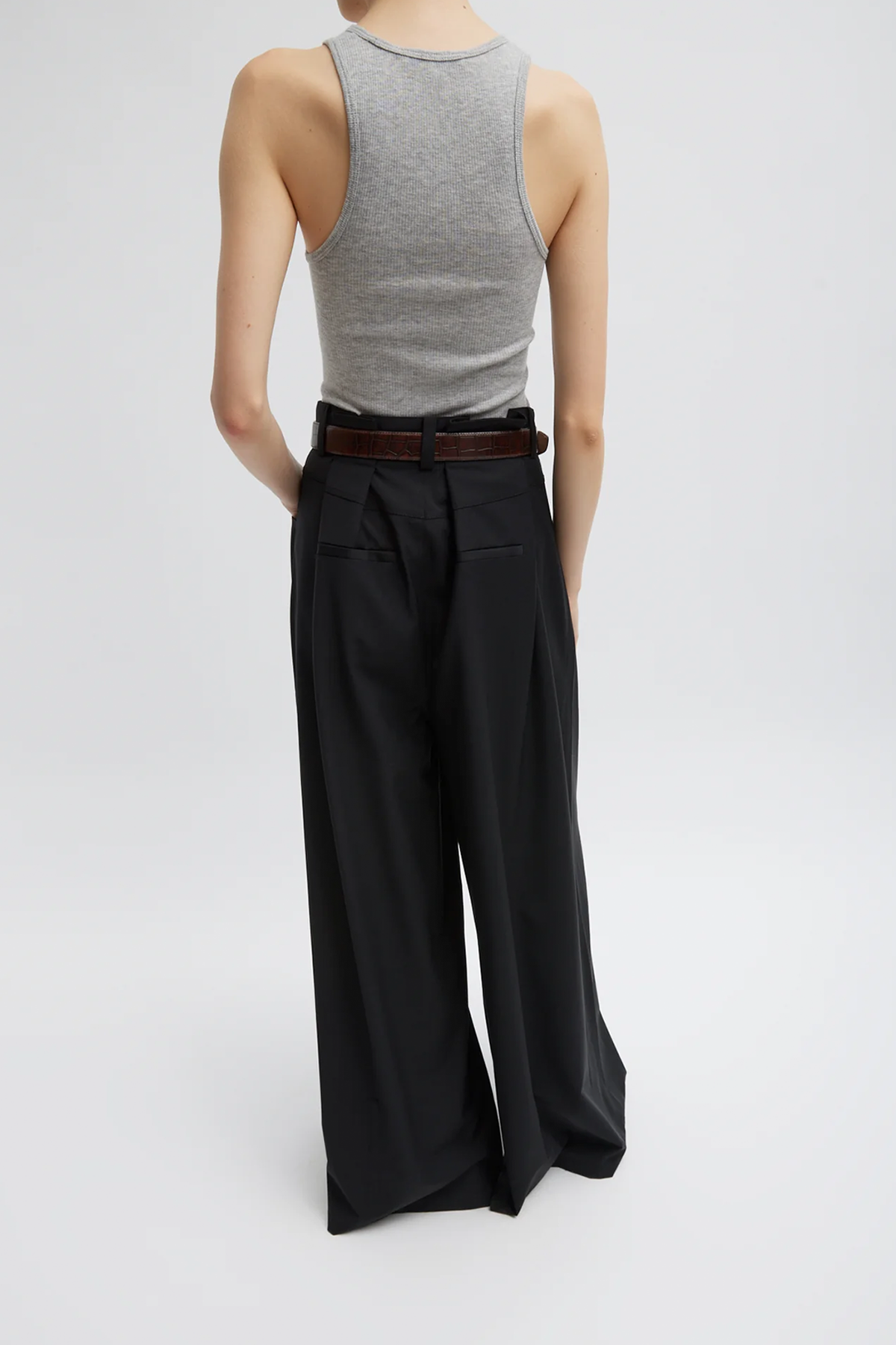 Tibi Tropical Wool Walker Wide Leg Pant