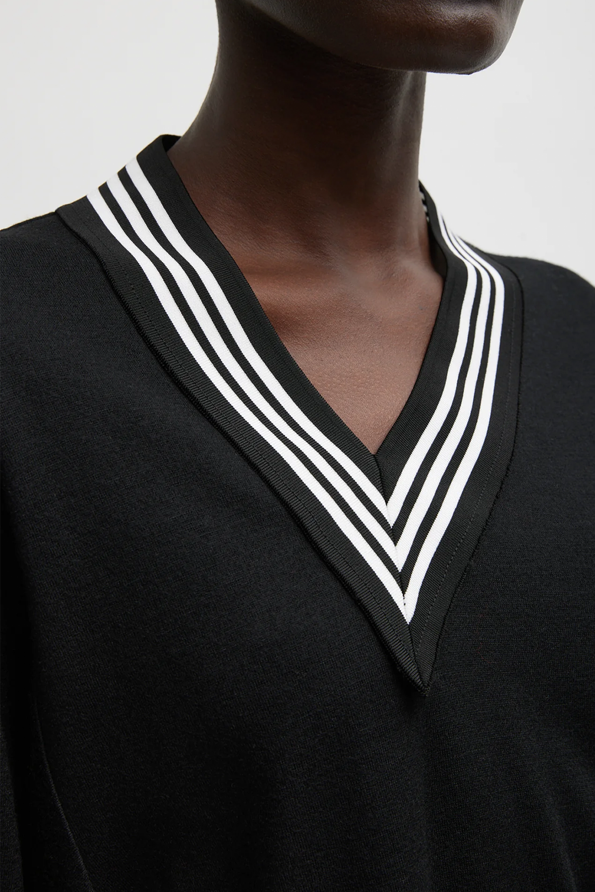 Tibi Wool Jersey Vneck Tennis Pullover