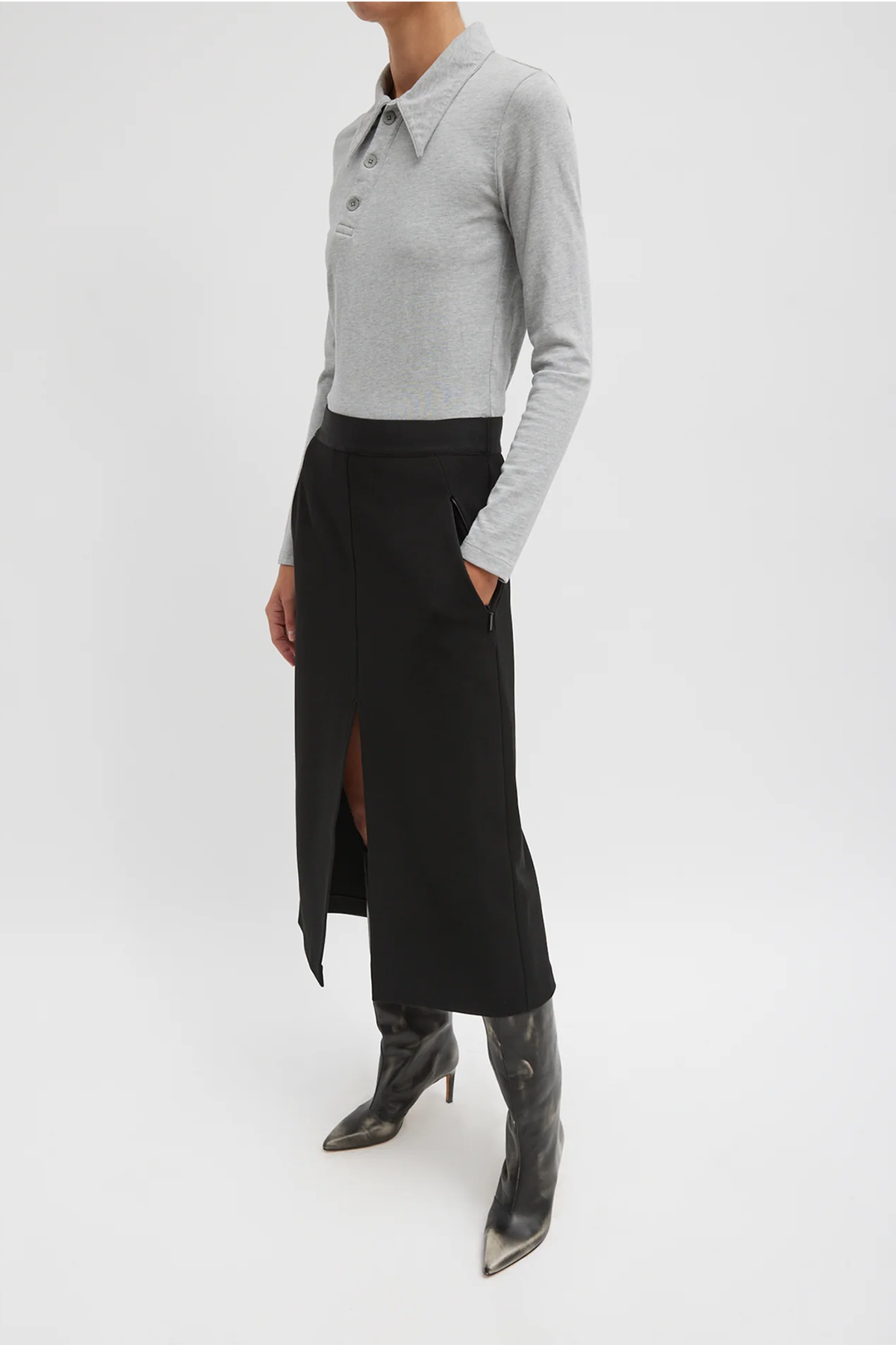 Tibi Wren Crepe Knit Midi Skirt