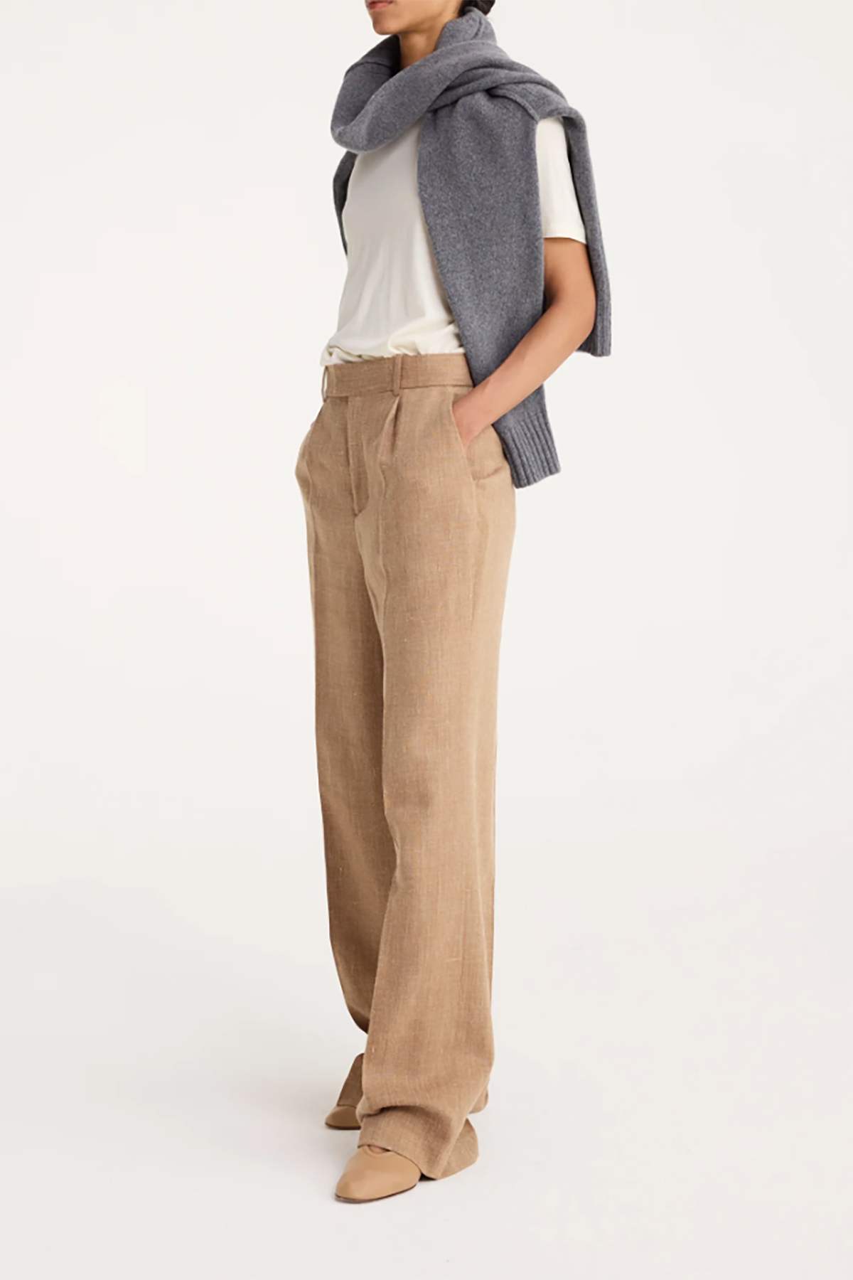 Róhe Wide Leg Single Pleated Tailored Trousers