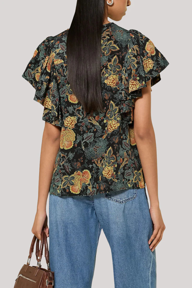 Ulla Johnson Lena Silk Flutter Sleeve Blouse