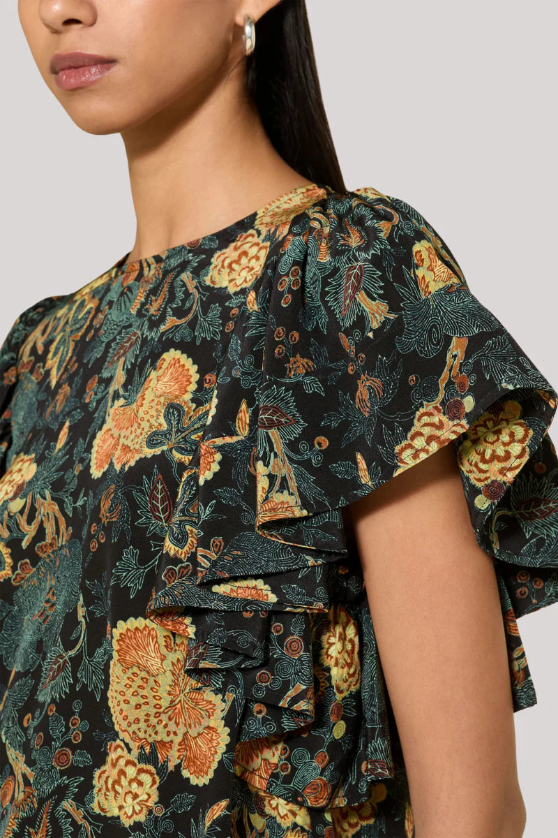 Ulla Johnson Lena Silk Flutter Sleeve Blouse