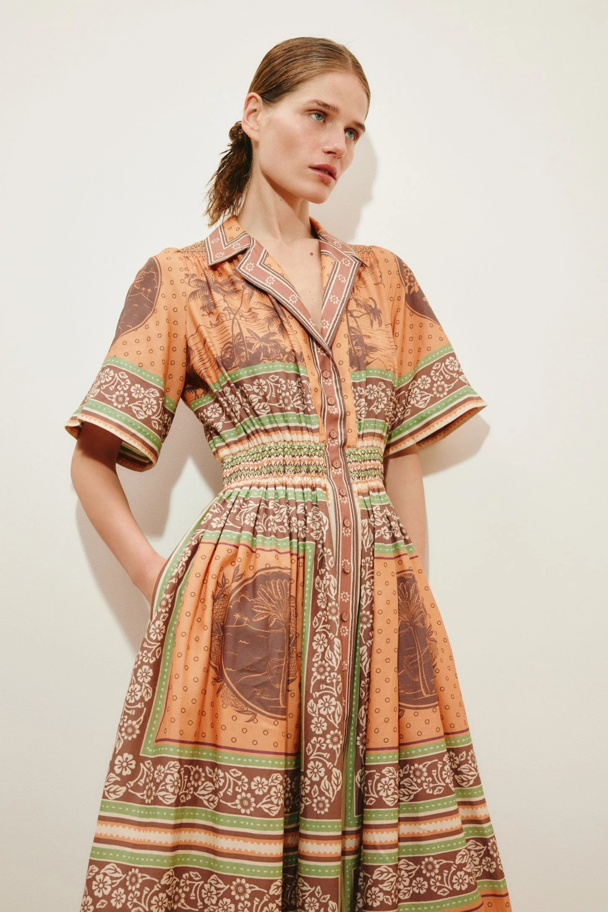Alémais Alberta Smocked Shirtdress - Multi