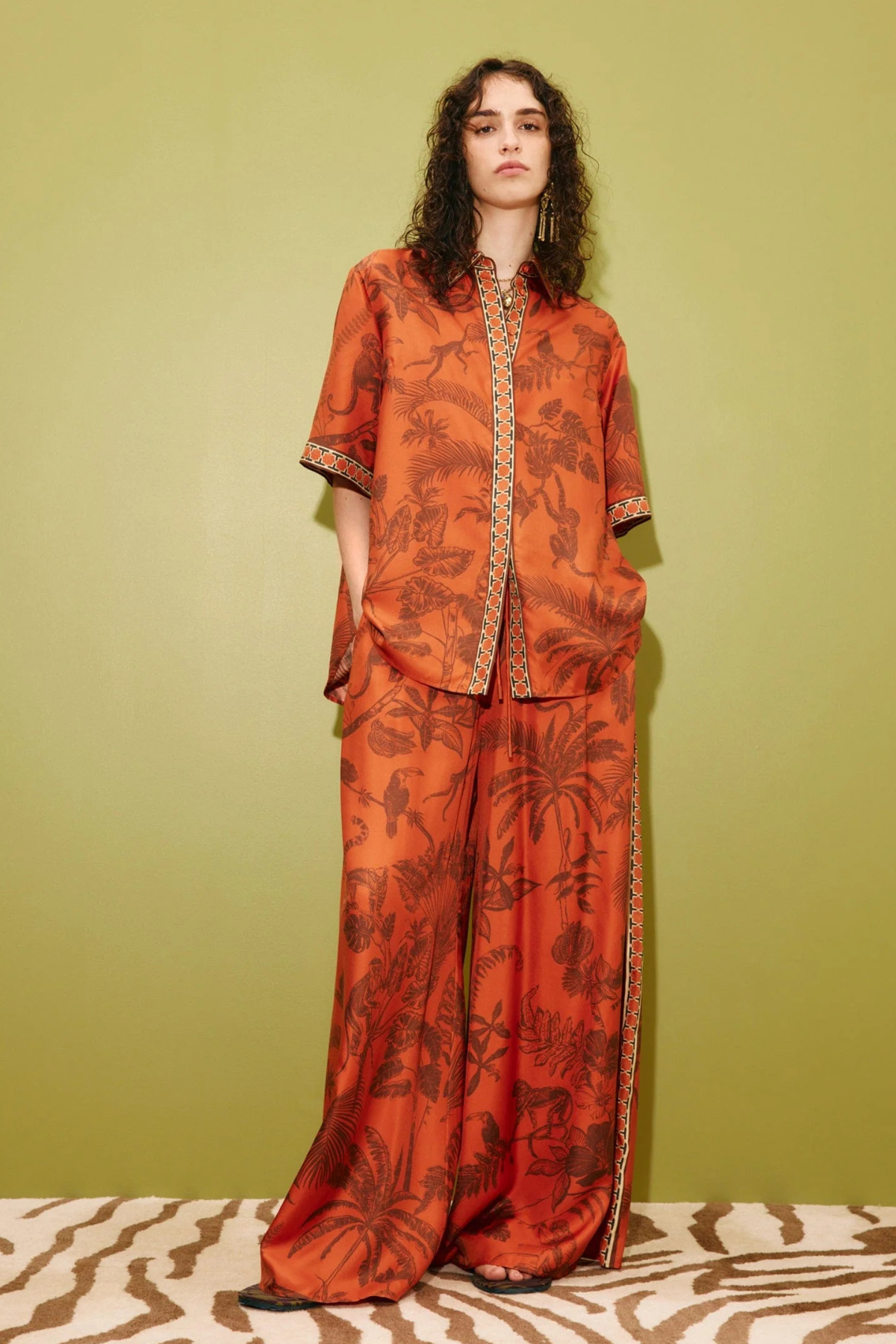 Alémais Monkey Dance Silk Palazzo Pant