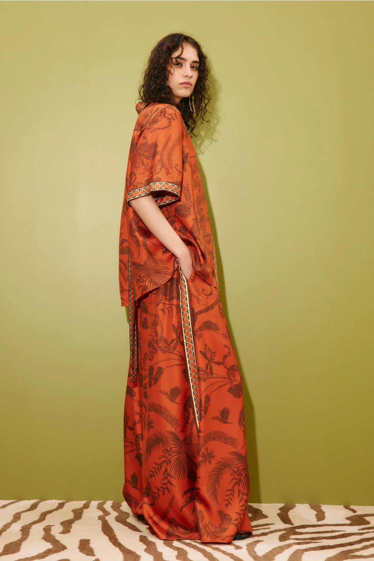 Alémais Monkey Dance Silk Palazzo Pant