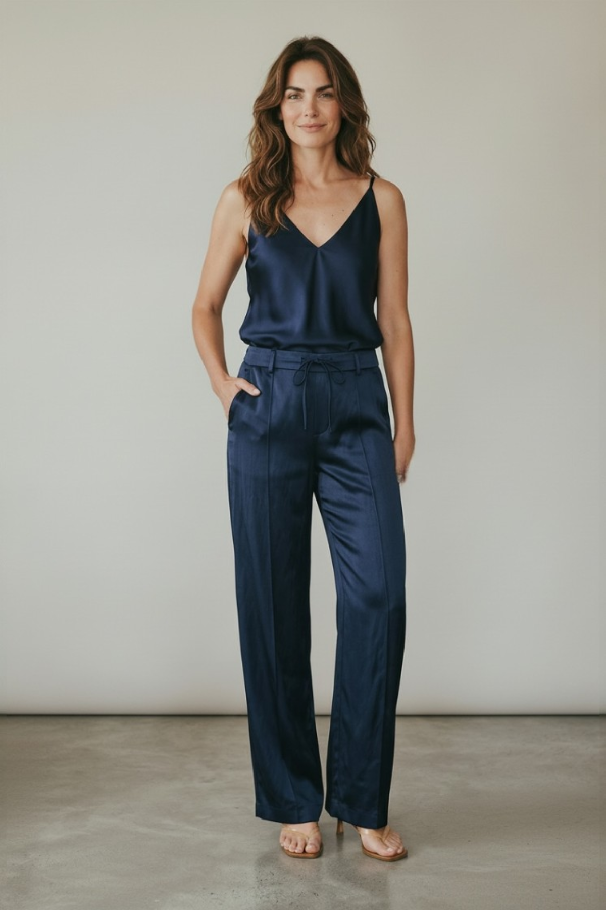 Utzon Toki Sand Washed Silk Satin Top with Straps