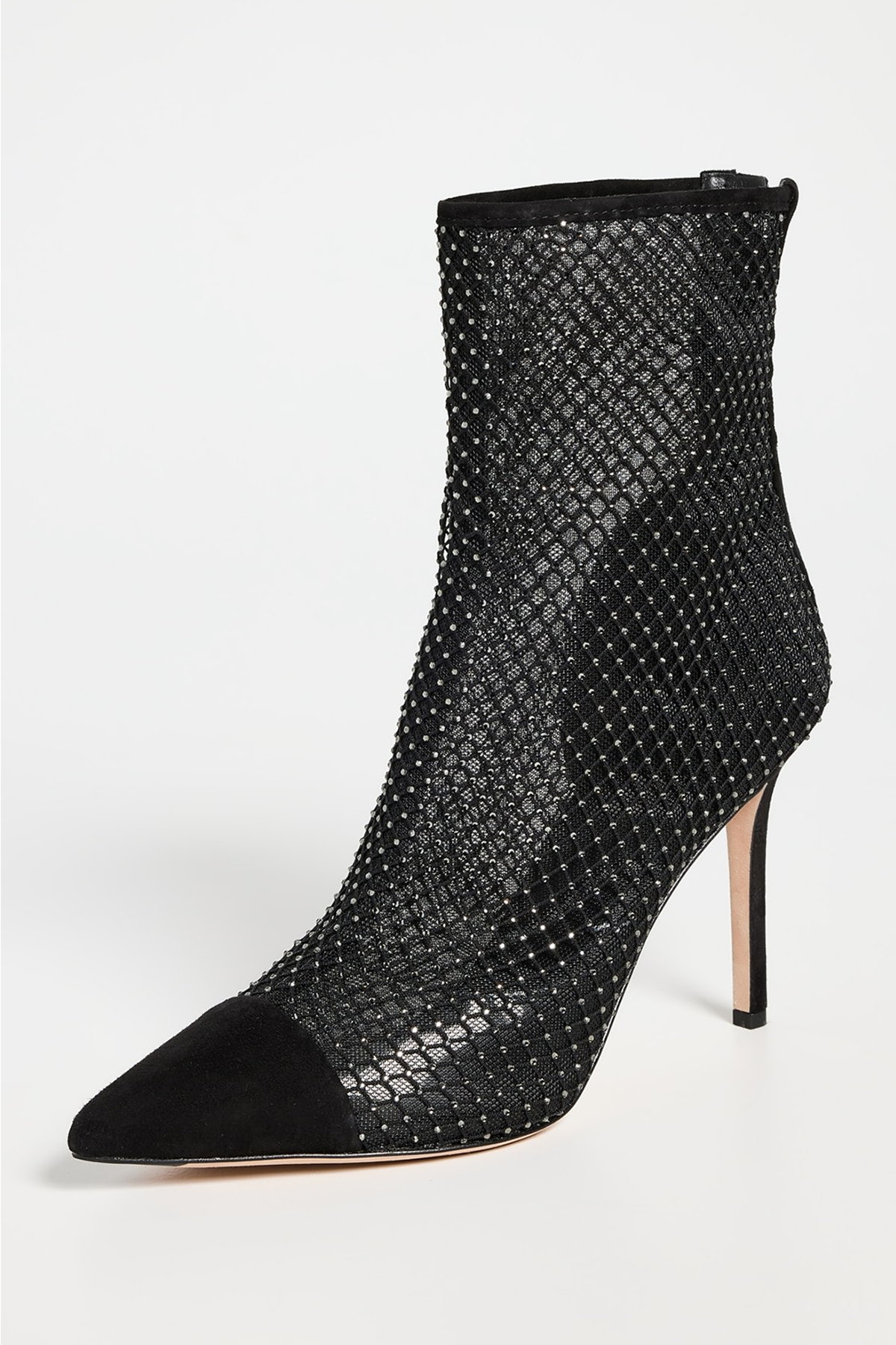 Veronica Beard Lisa Cap-Toe Mesh Mid-Heel Bootie