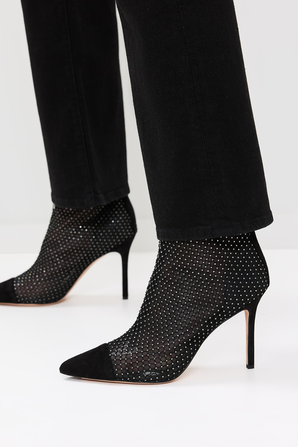 Veronica Beard Lisa Cap-Toe Mesh Mid-Heel Bootie