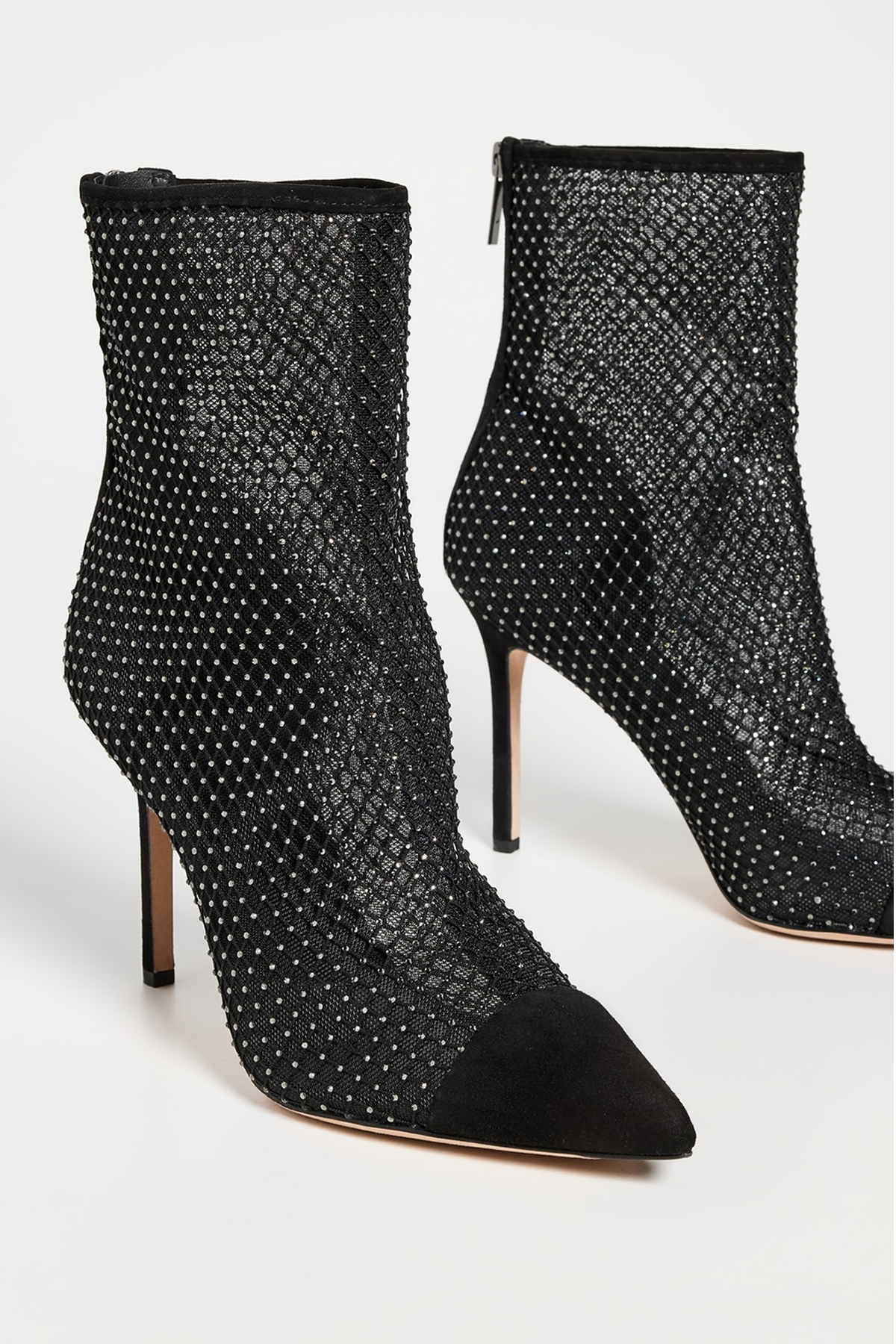 Veronica Beard Lisa Cap-Toe Mesh Mid-Heel Bootie