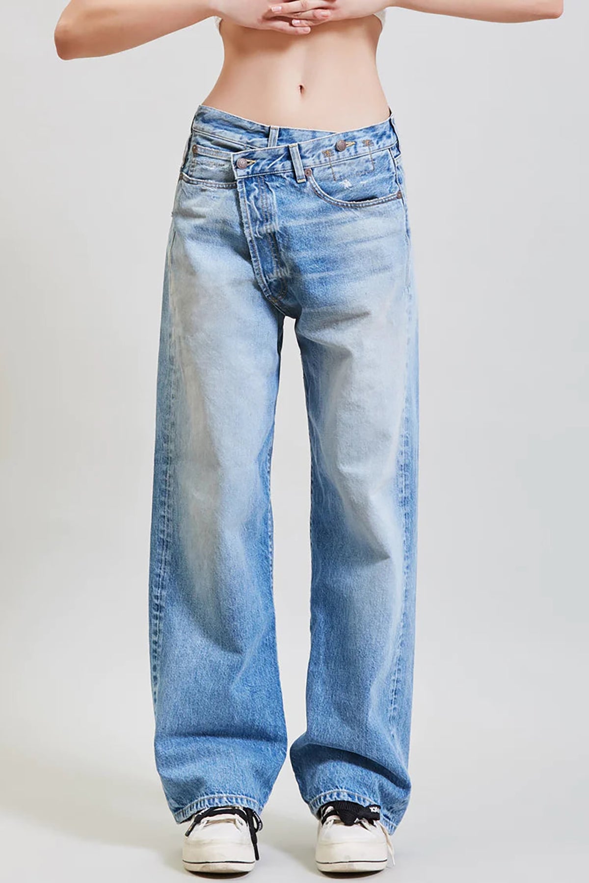 R13 Wide Leg Cross Over Jean