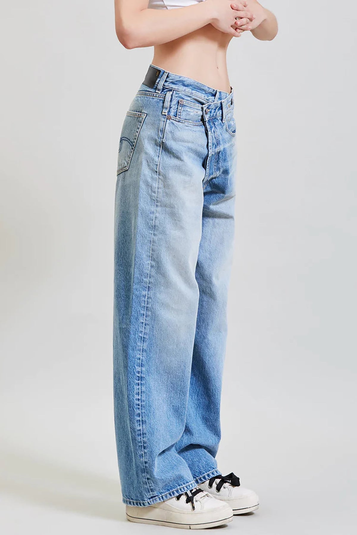 R13 Wide Leg Cross Over Jean