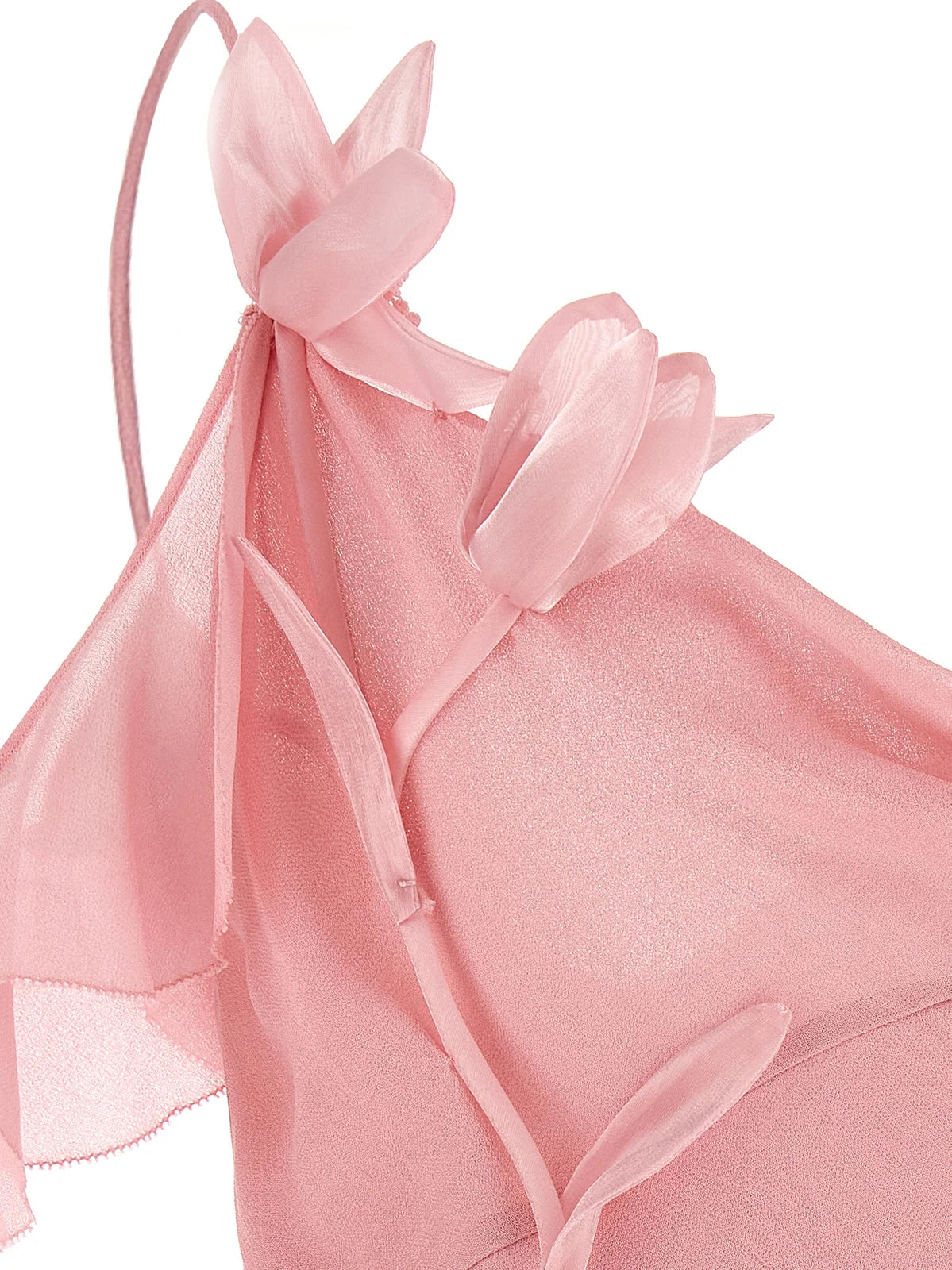 Self-Portrait Pink Georgette Flower Maxi Dress