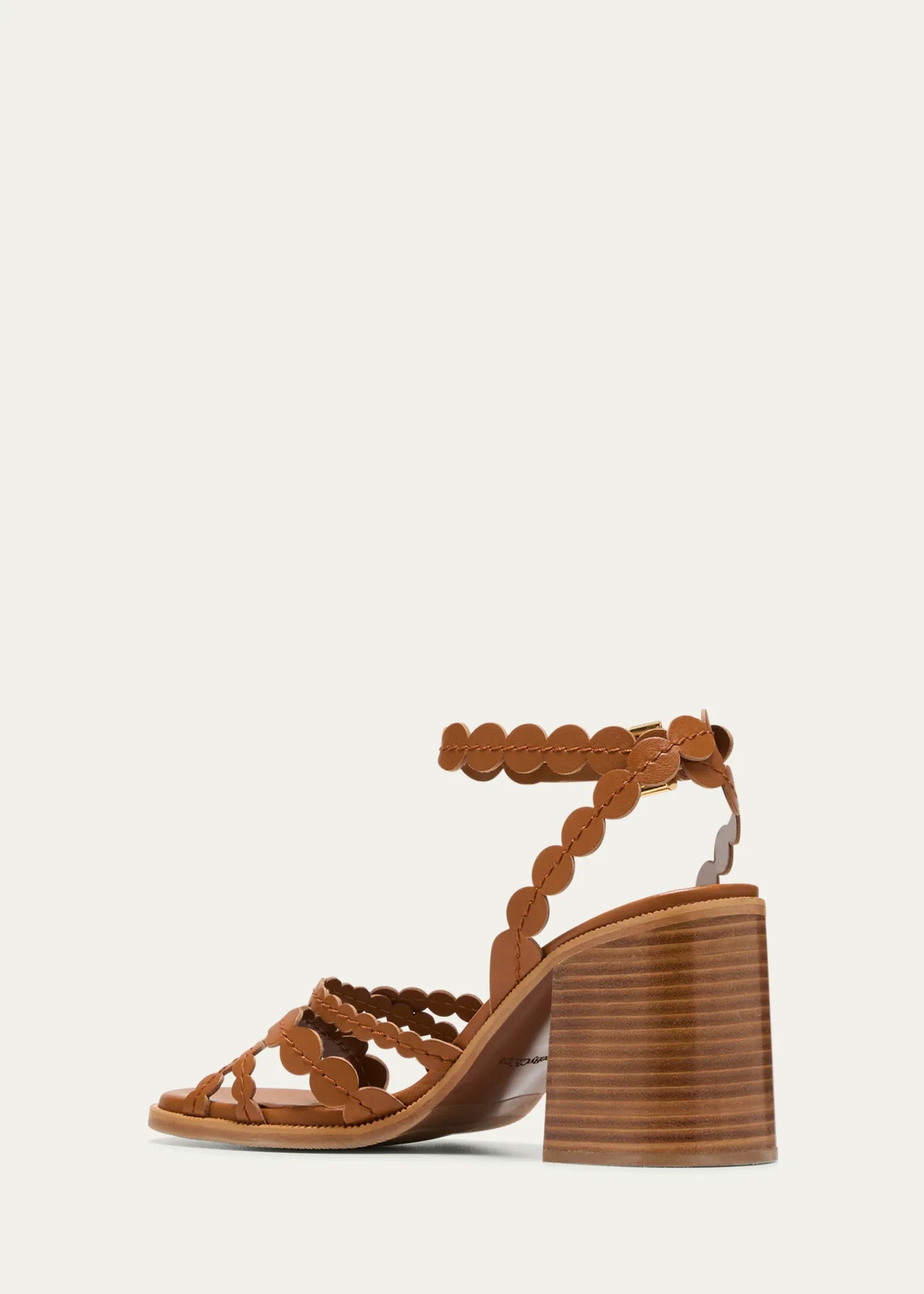 See By Chloe Kaddy Scallop Leather Ankle-Strap Sandals
