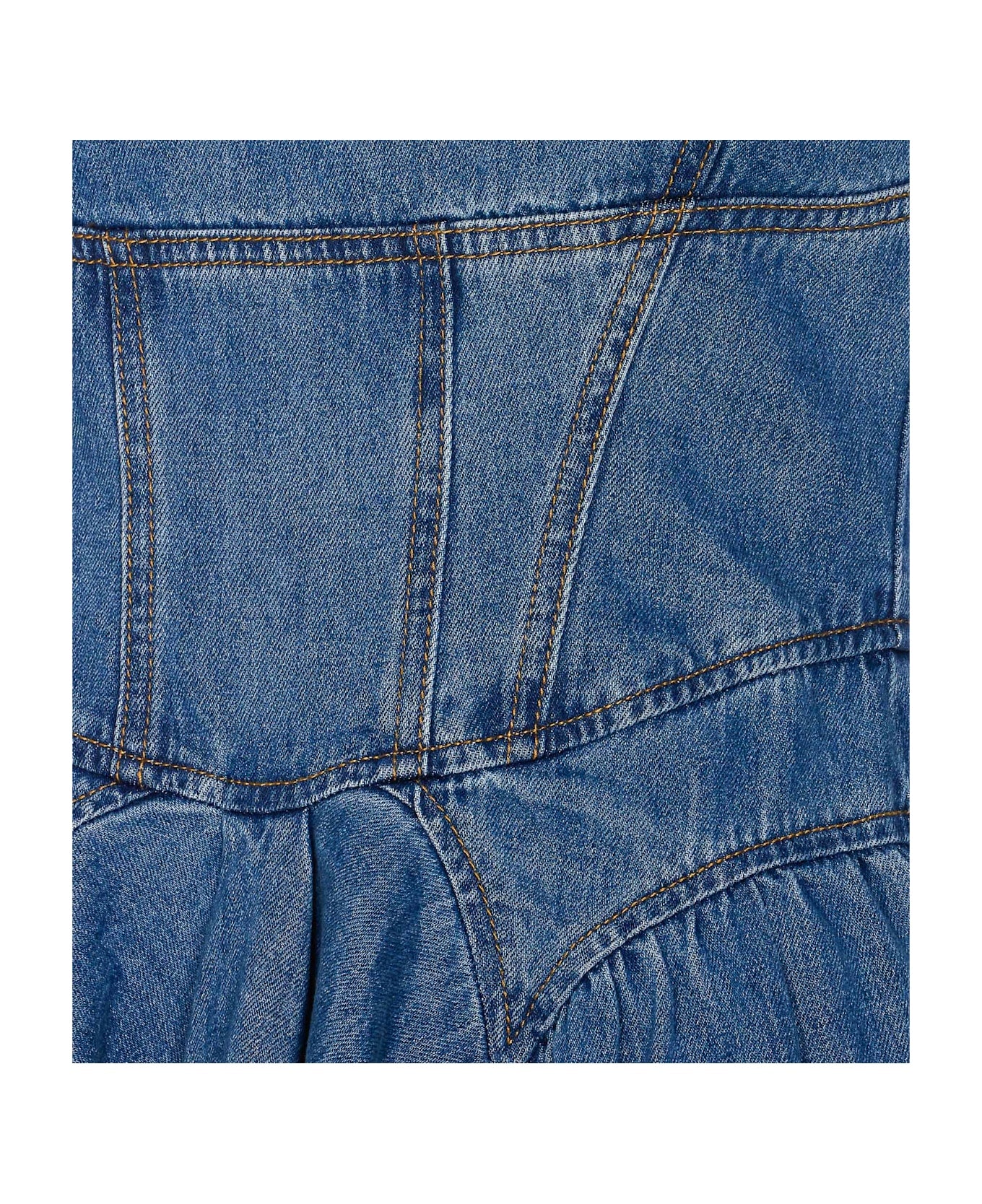 Vestido mini acampanado de mezclilla ligera Self-Portrait 