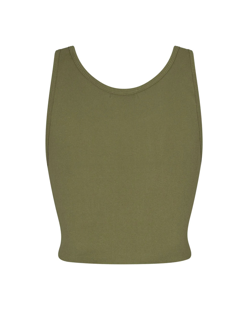 Scoop Neck Fluffy Sweater - Olive Oil