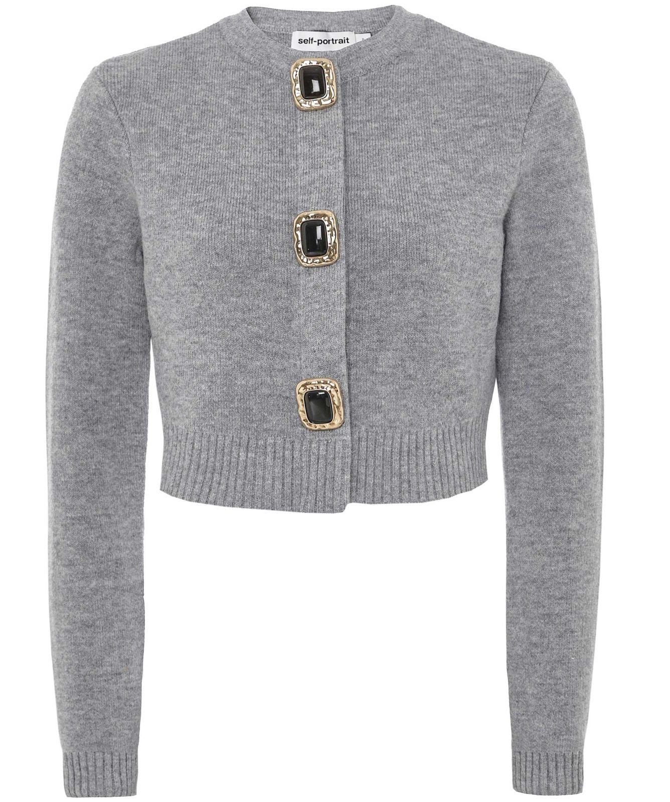 Self-Portrait Grey Wool Cardigan